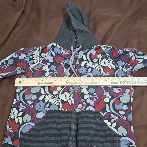 Roxy Floral Print Full Zip Jacket Thumbholes Size XL - Picture 5 of 5